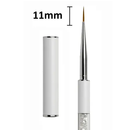 Pędzelek do zdobień paznokci WHITE 11 mm – precyzyjny liner z osłonką | NILO Perfect Nails